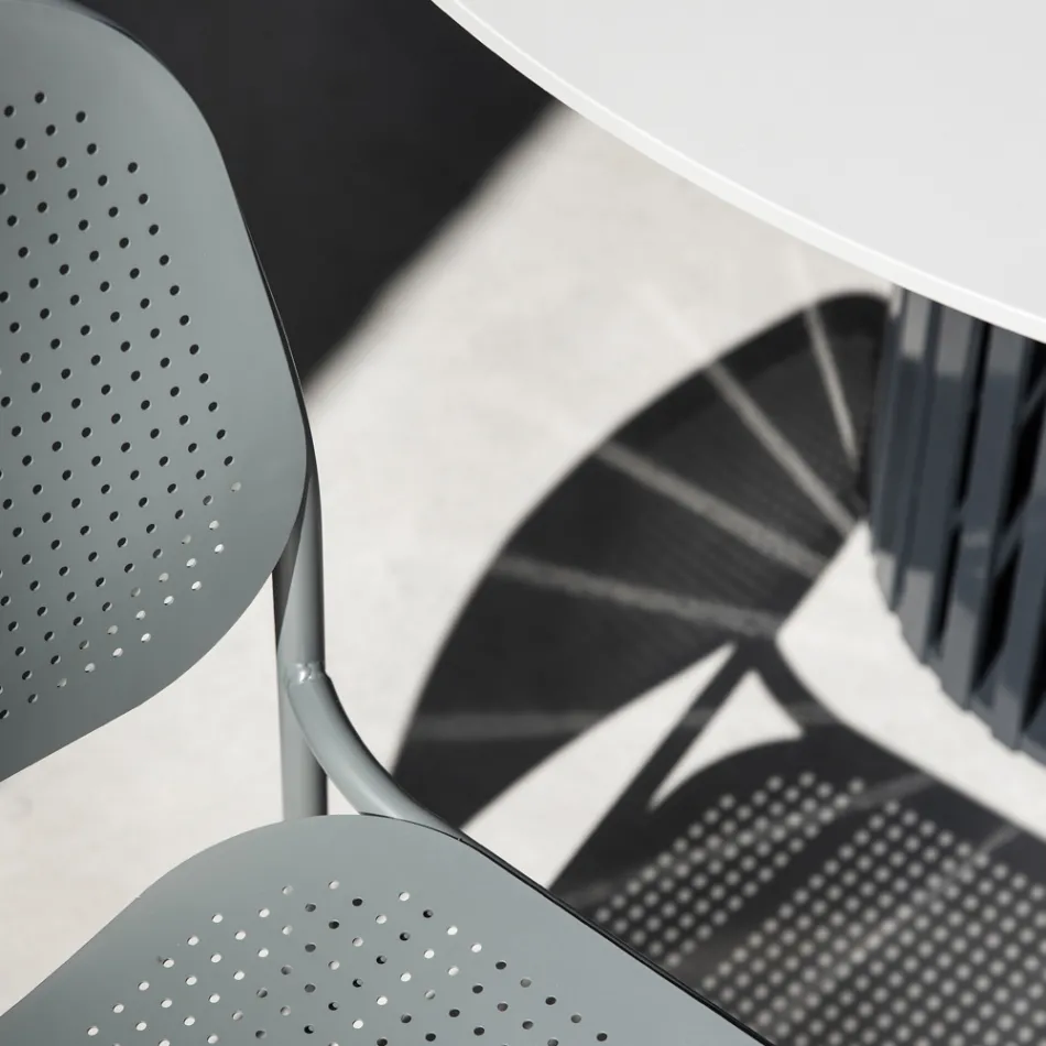 Garden Chair in Painted Metal Made in Italy 2 Pieces - Synergy Viadurini