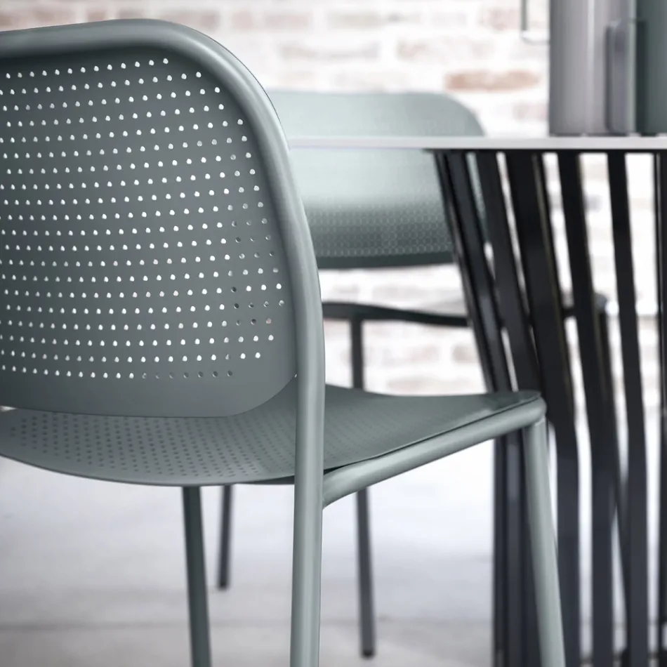 Garden Chair in Painted Metal Made in Italy 2 Pieces - Synergy Viadurini