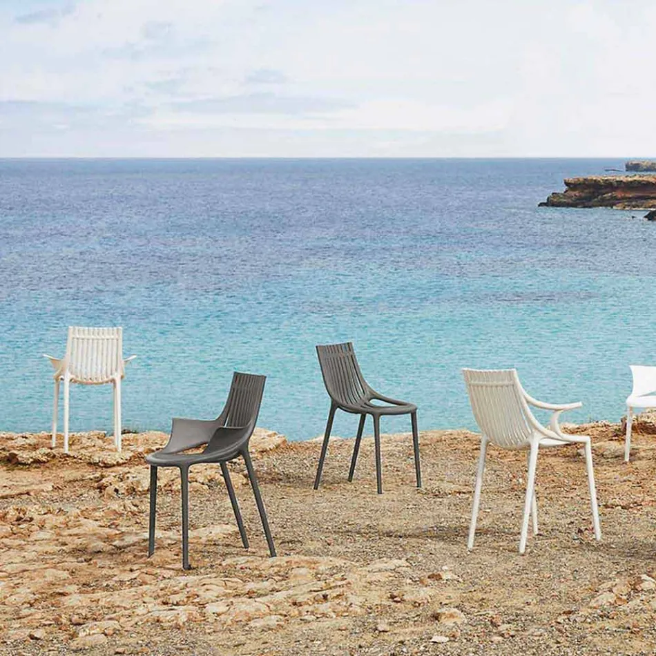 Stackable Colored Plastic Garden Chair 4 Pieces - Ibiza by Vondom Viadurini