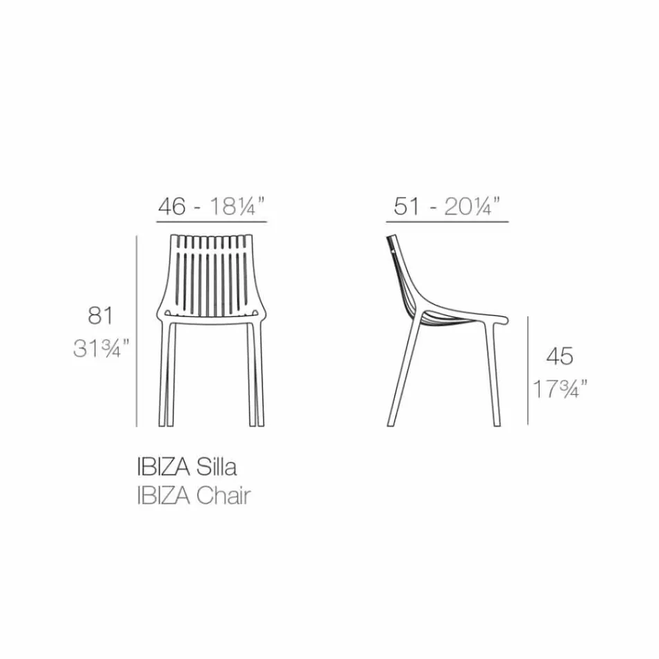 Stackable Colored Plastic Garden Chair 4 Pieces - Ibiza by Vondom Viadurini