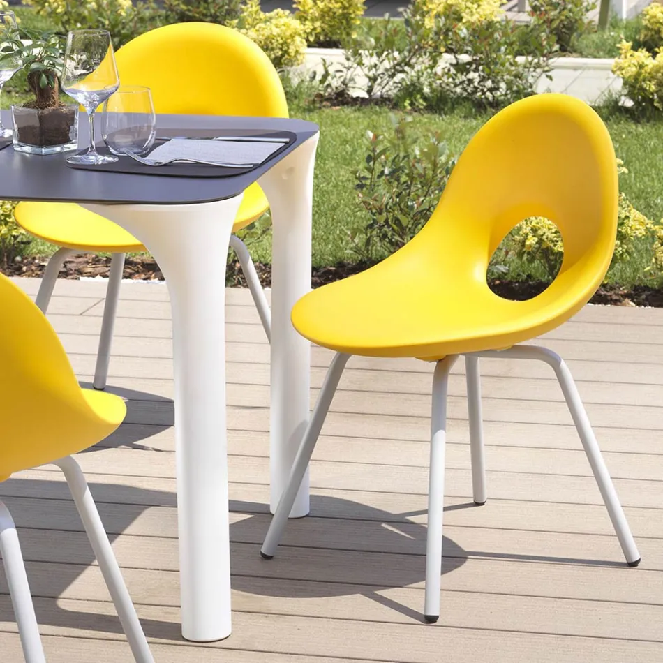 Garden Chair in Polyethylene and Aluminium Base Made in Italy - Ashley Viadurini