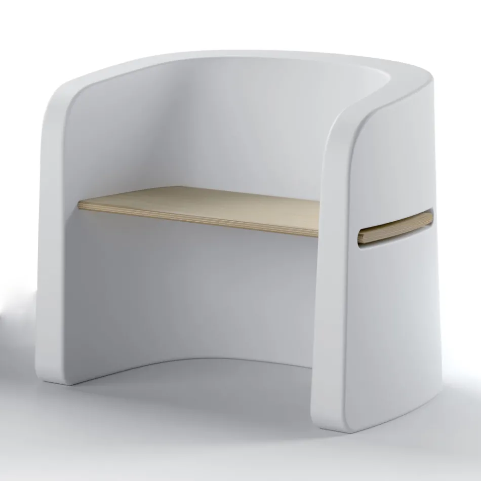 Garden Chair in Polyethylene and Birch Wood Made in Italy - Talula Viadurini