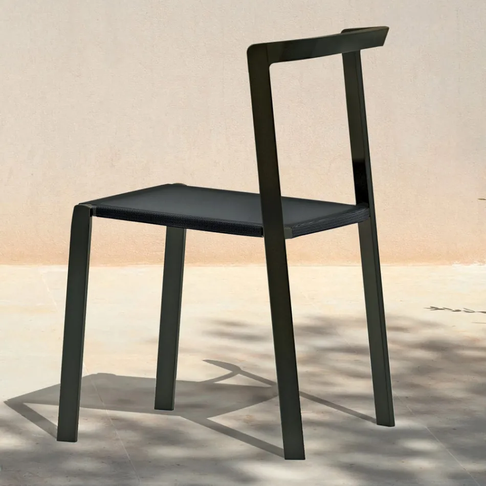 Garden Chair in Textilene and Aluminium Base Made in Italy - Milanka Viadurini