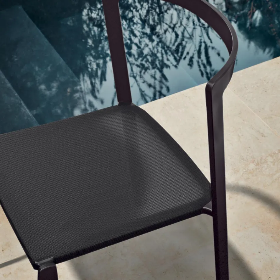 Garden Chair in Textilene and Aluminium Base Made in Italy - Milanka Viadurini