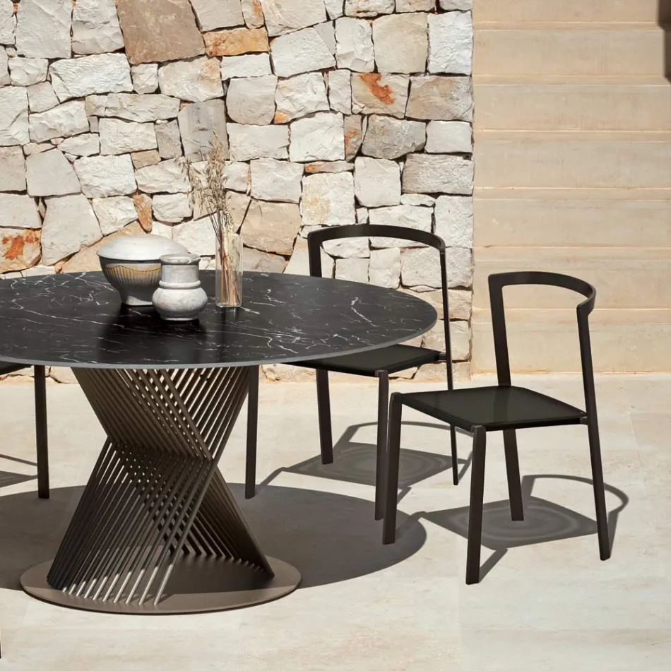 Garden Chair in Textilene and Aluminium Base Made in Italy - Milanka Viadurini