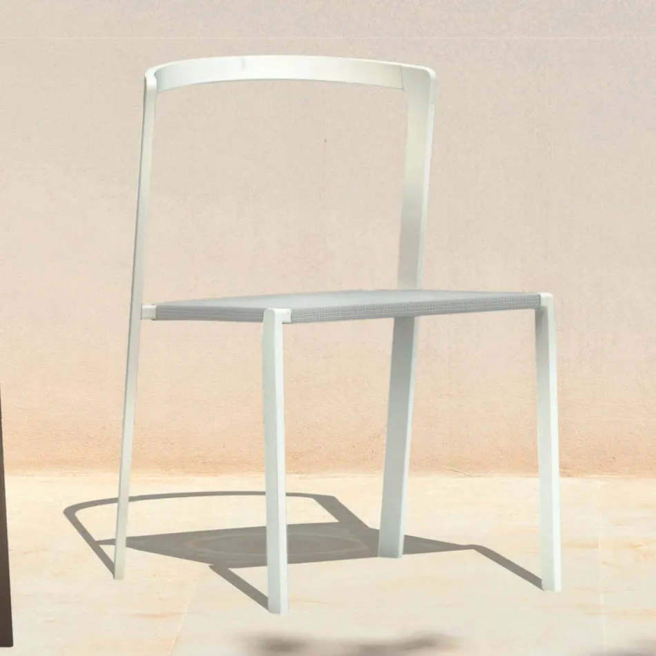 Garden Chair in Textilene and Aluminium Base Made in Italy - Milanka Viadurini