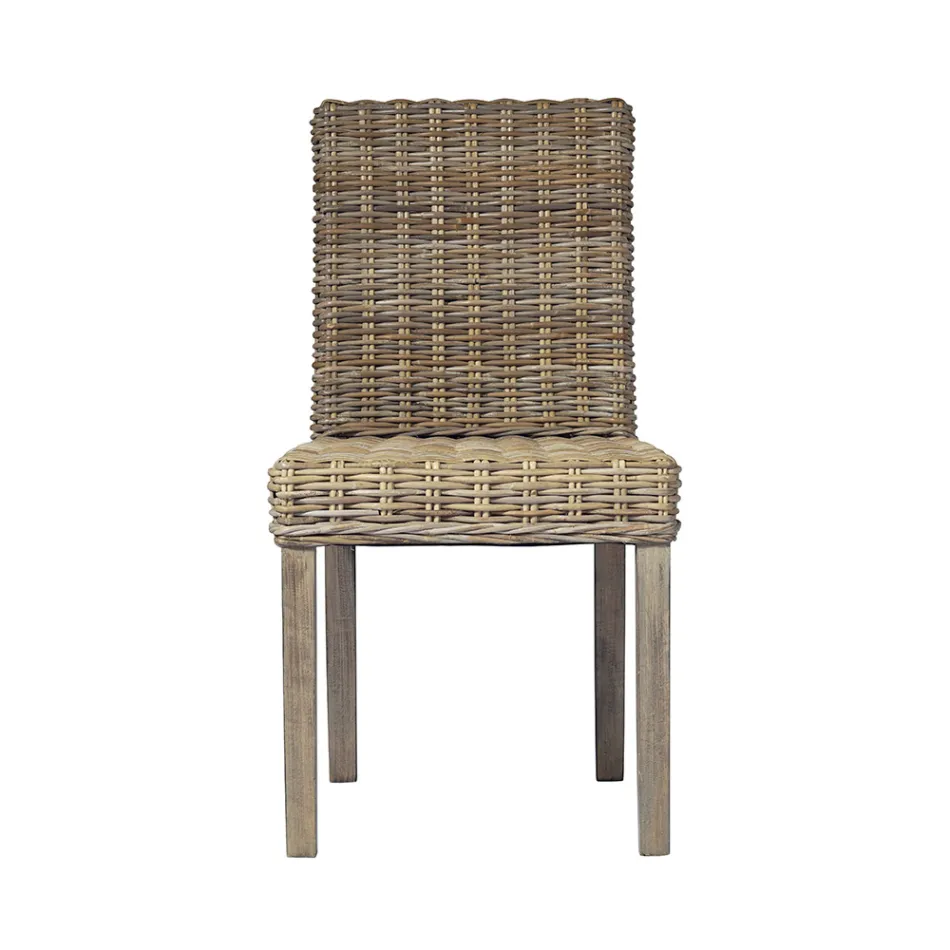Garden Chair Made of Wood and Fibre in Grey Kubu - Bosco Viadurini