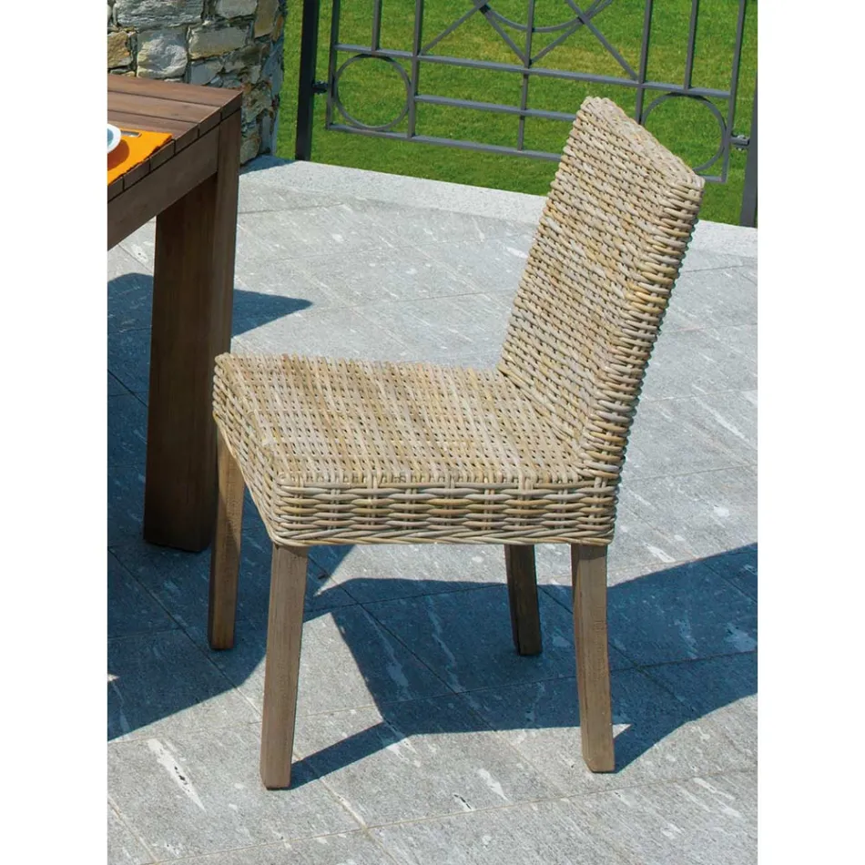 Garden Chair Made of Wood and Fibre in Grey Kubu - Bosco Viadurini