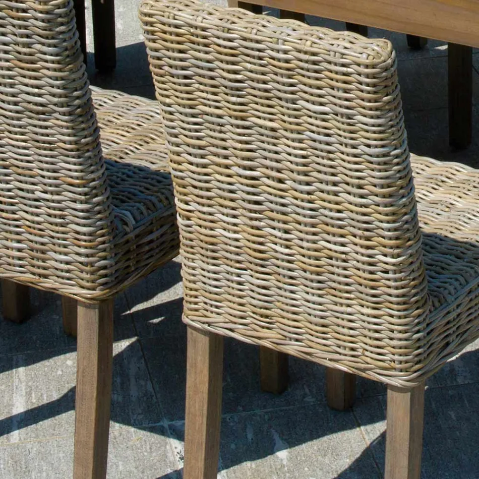 Garden Chair Made of Wood and Fibre in Grey Kubu - Bosco Viadurini