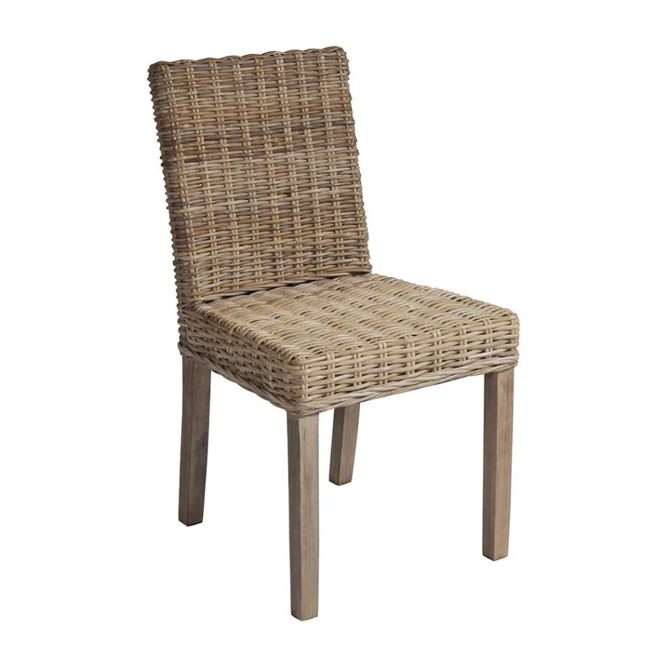 Garden Chair Made of Wood and Fibre in Grey Kubu - Bosco Viadurini