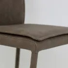 Indoor Chair with High Backrest in Faux Leather Made in Italy - Cleto Viadurini