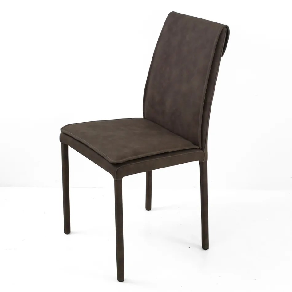Indoor Chair with High Backrest in Faux Leather Made in Italy - Cleto Viadurini