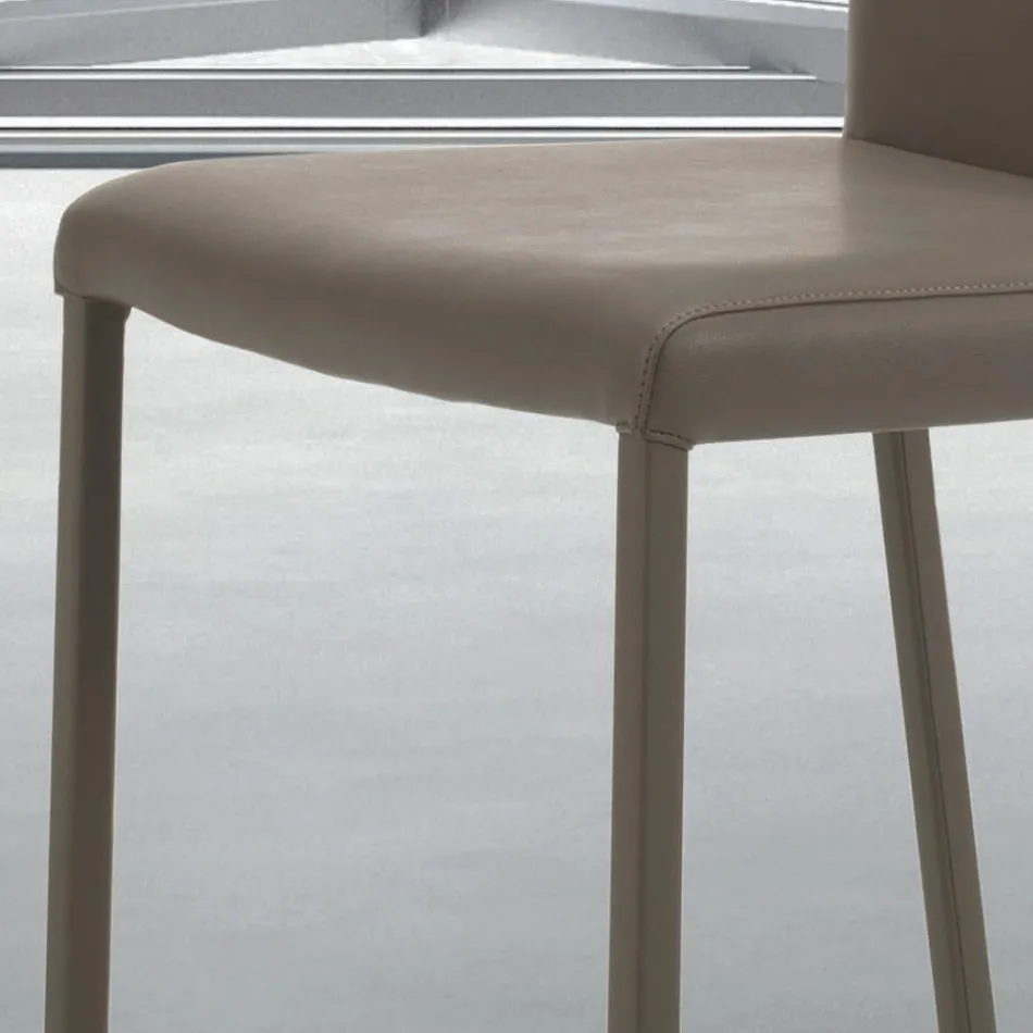 Indoor Chair with Structure and Seat in Coated Steel Made in Italy - Padua Viadurini