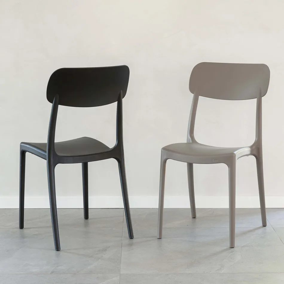 Indoor and Outdoor Stackable Chair in Polypropylene of Different Colours - Garima Viadurini