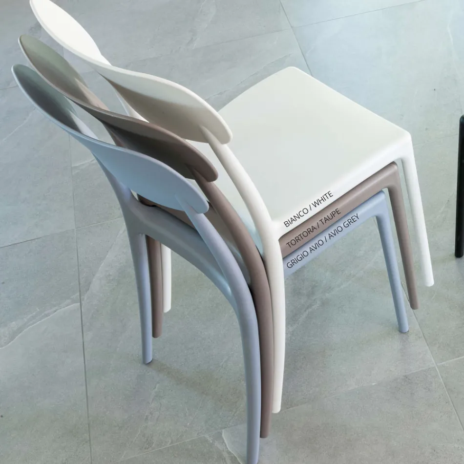 Indoor and Outdoor Stackable Chair in Polypropylene of Different Colours - Garima Viadurini