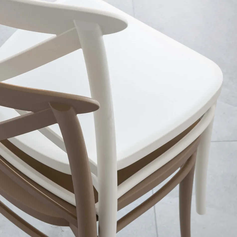 Indoor and Outdoor Stackable Chair in Reinforced Resin with Fiberglass - Naira Viadurini