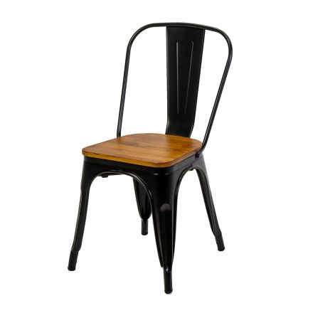 Indoor and Outdoor Chair Made of Iron and Wooden Seat - Stationery Viadurini
