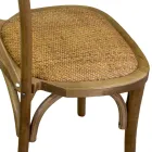 Stackable Indoor Chair in Birch Wood and Rattan Seat - Barriera Viadurini