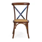 Stackable Indoor Chair in Oak Wood and Rattan Seat - Barriera Viadurini