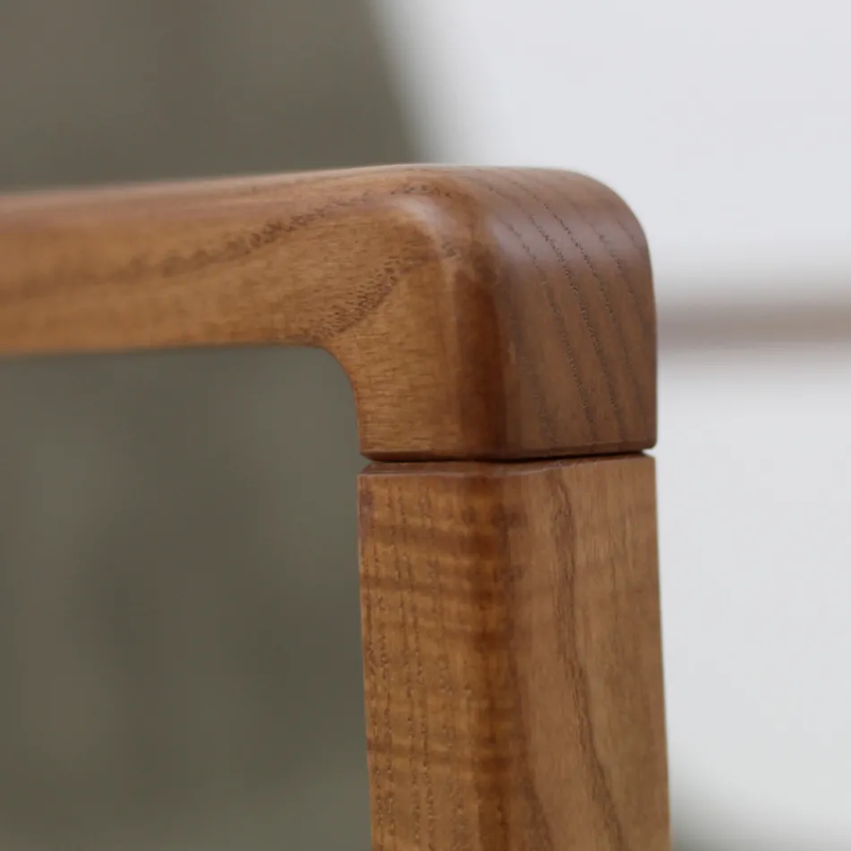 Dining Chair with Armrests in Ash Wood Made in Italy - Betsy Viadurini