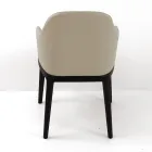 Dining Chair with Armrests in Ice Colour Leather Made in Italy - Lyanne Viadurini
