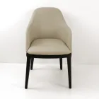 Dining Chair with Armrests in Ice Colour Leather Made in Italy - Lyanne Viadurini