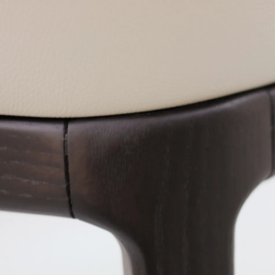 Dining Chair with Armrests in Ice Colour Leather Made in Italy - Lyanne Viadurini