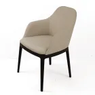 Dining Chair with Armrests in Ice Colour Leather Made in Italy - Lyanne Viadurini