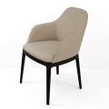 Dining Chair with Armrests in Ice Colour Leather Made in Italy - Lyanne