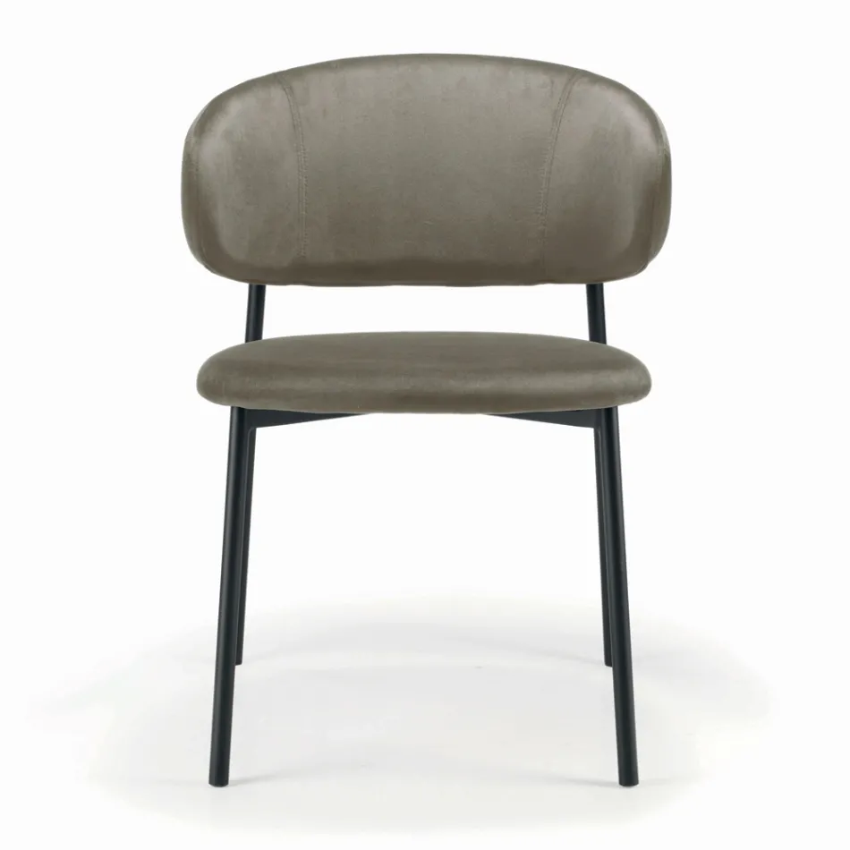 Dining Chair with Velvet Seat and Backrest Made in Italy - Livorno Viadurini