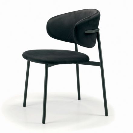 Dining Chair with Velvet Seat and Backrest Made in Italy - Livorno Viadurini