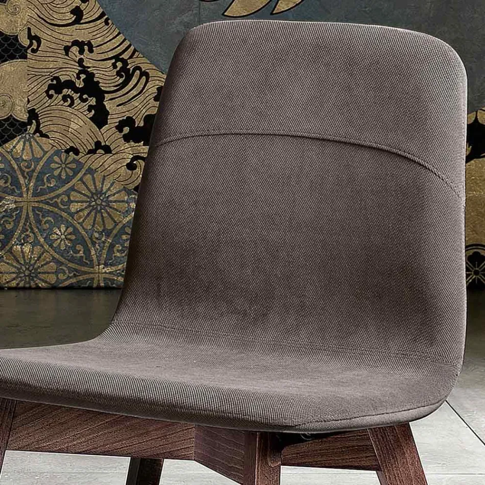 Dining Chair with Fabric Seat and Ash Structure - Aisha Viadurini