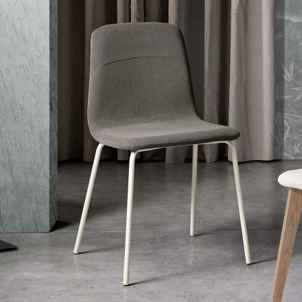 Dining Chair with Fabric Seat and Metal Structure - Aisha Viadurini