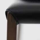 Dining Chair with Corten Structure and Leather Seat Made in Italy - Orietta Viadurini