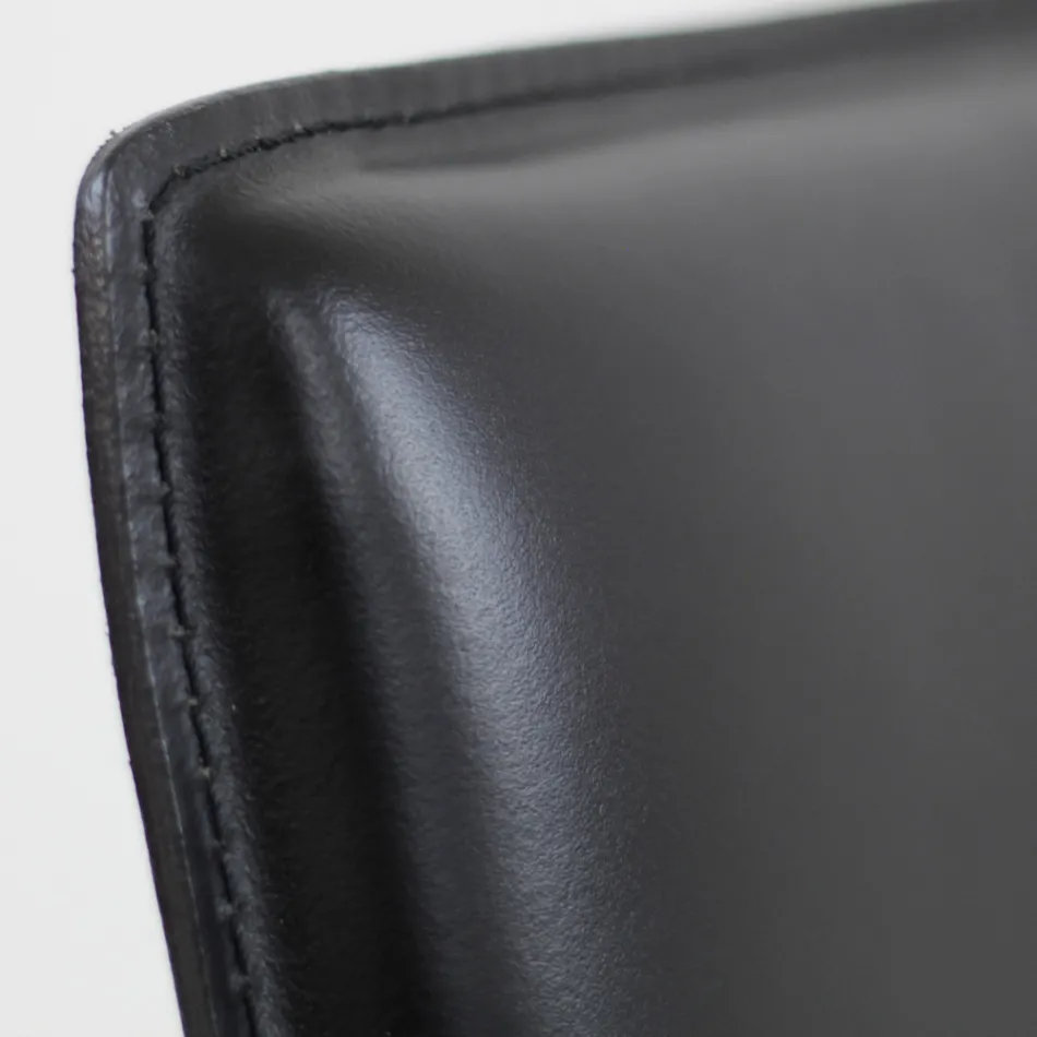 Dining Chair with Corten Structure and Leather Seat Made in Italy - Orietta Viadurini