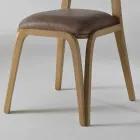 Modern design dining chair in wood and leather, l.41xp.46 cm, Carol Viadurini