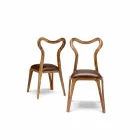 Modern design dining chair in wood and leather, l.41xp.46 cm, Carol Viadurini