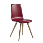 Dining Chair in Regenerated Leather with Wooden Legs Made in Italy - Luke Viadurini