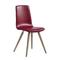 Dining Chair in Regenerated Leather with Wooden Legs Made in Italy - Luke