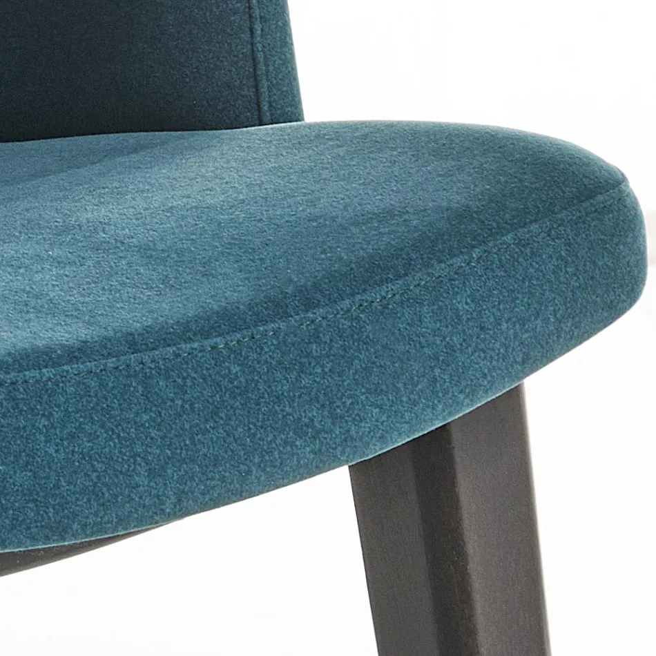 Wooden Dining Chair with Bottle Green Velvet Seat Made in Italy - Eddard Viadurini