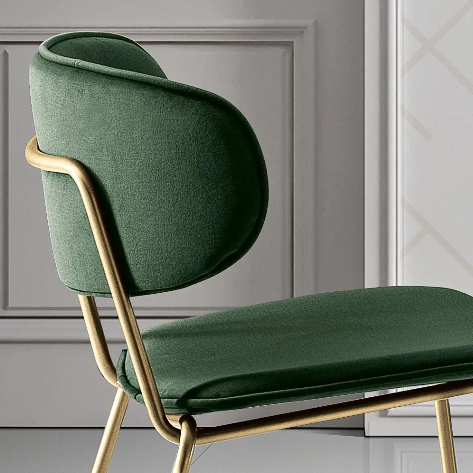 Dining Chair in Fabric of 2 Different Finishes Made in Italy - Sanemi Viadurini