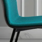 Dining Chair in Vulcano Fabric and Metal Legs Made in Italy - Amane Viadurini