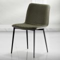 Dining Chair in Vulcano Fabric and Metal Legs Made in Italy - Amane