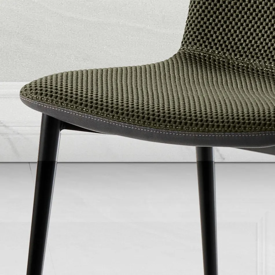 Dining Chair in Vulcano Fabric and Metal Legs Made in Italy - Amane Viadurini