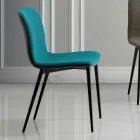 Dining Chair in Vulcano Fabric and Metal Legs Made in Italy - Amane Viadurini