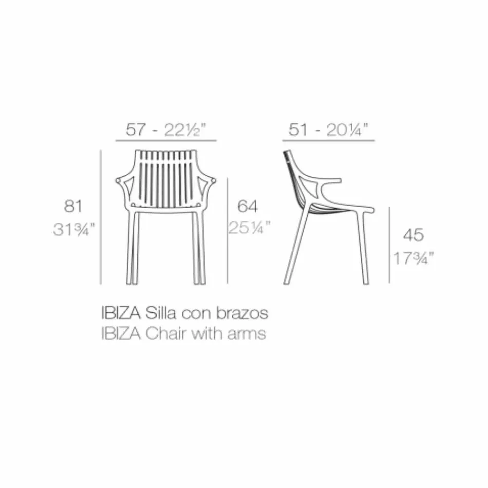 4-Piece Stackable Plastic Outdoor Dining Chair - Ibiza by Vondom Viadurini