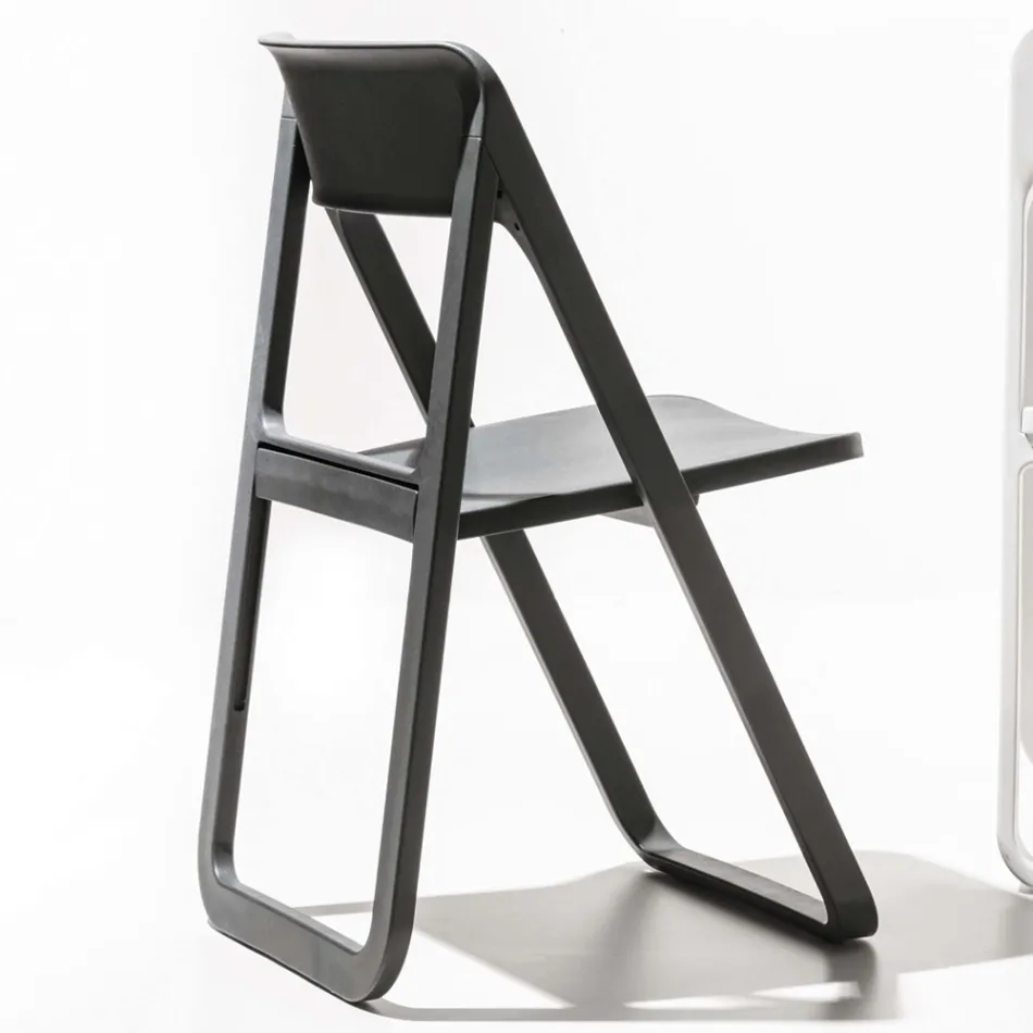 Folding Dining Chair in Colored Polypropylene, 4 Pieces - Eliana Viadurini