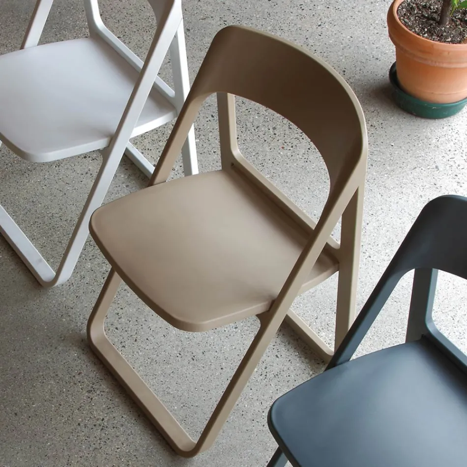 Folding Dining Chair in Colored Polypropylene, 4 Pieces - Eliana Viadurini