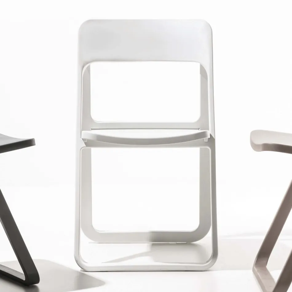 Folding Dining Chair in Colored Polypropylene, 4 Pieces - Eliana Viadurini