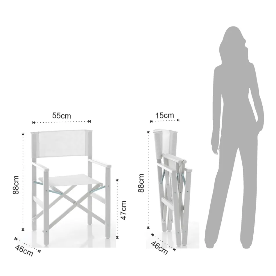 Folding Director's Chair in Aluminium and Textilene - Fluoro Viadurini